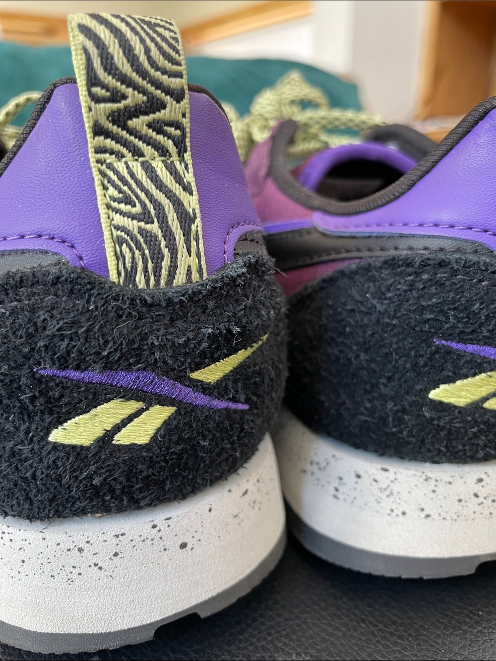 Reebok Purple Black Lime Classic Suede Nylon Retro Sneakers - Picture 5 of 10